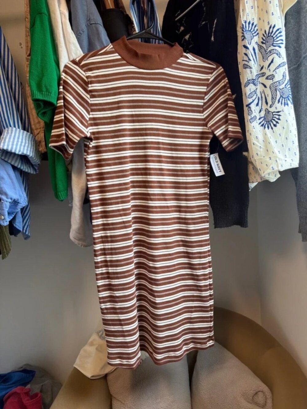 Brown striped old navy dress